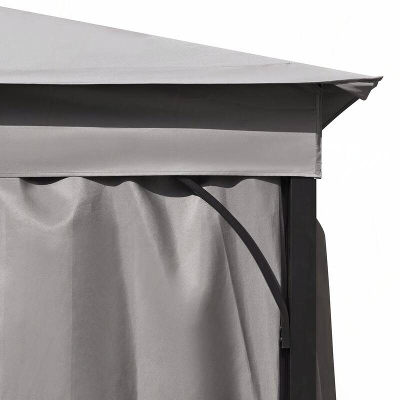 10x10 Outdoor Gazebo Tent with Double Roofs(Grey)