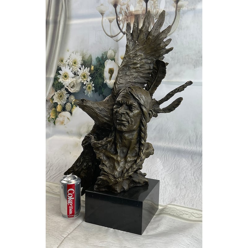 Bust Of Indian Chief Bronze Sculpture Statue Original Signed Nick Figure Art