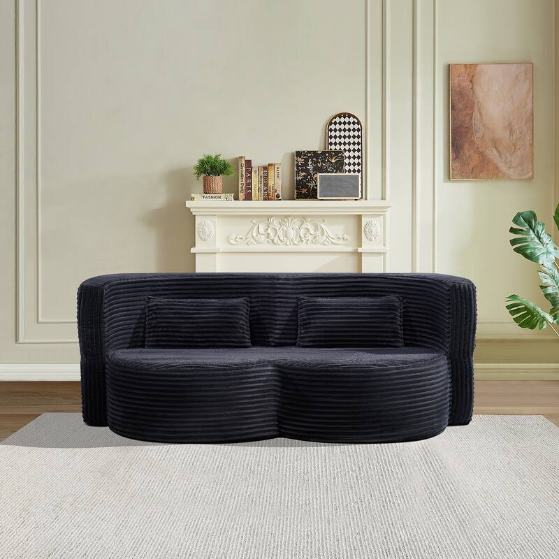 GDFStudio - Corduroy 2-Seater 79" Folding Floor-to-Ceiling Sofa Bed