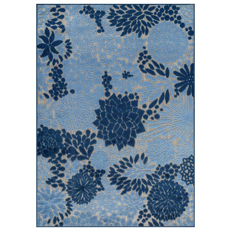 World Rug Gallery Indoor/Outdoor High-Low Textured Area Rug, Floral, Easy-Clean Patio Rug