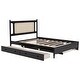 preview thumbnail 10 of 13, Trundle Platform Bed Queen Size Bed Frame and Twin Size Trundle, with Unique Rattan Headboard 2 Storage Drawer, Elegant Espresso