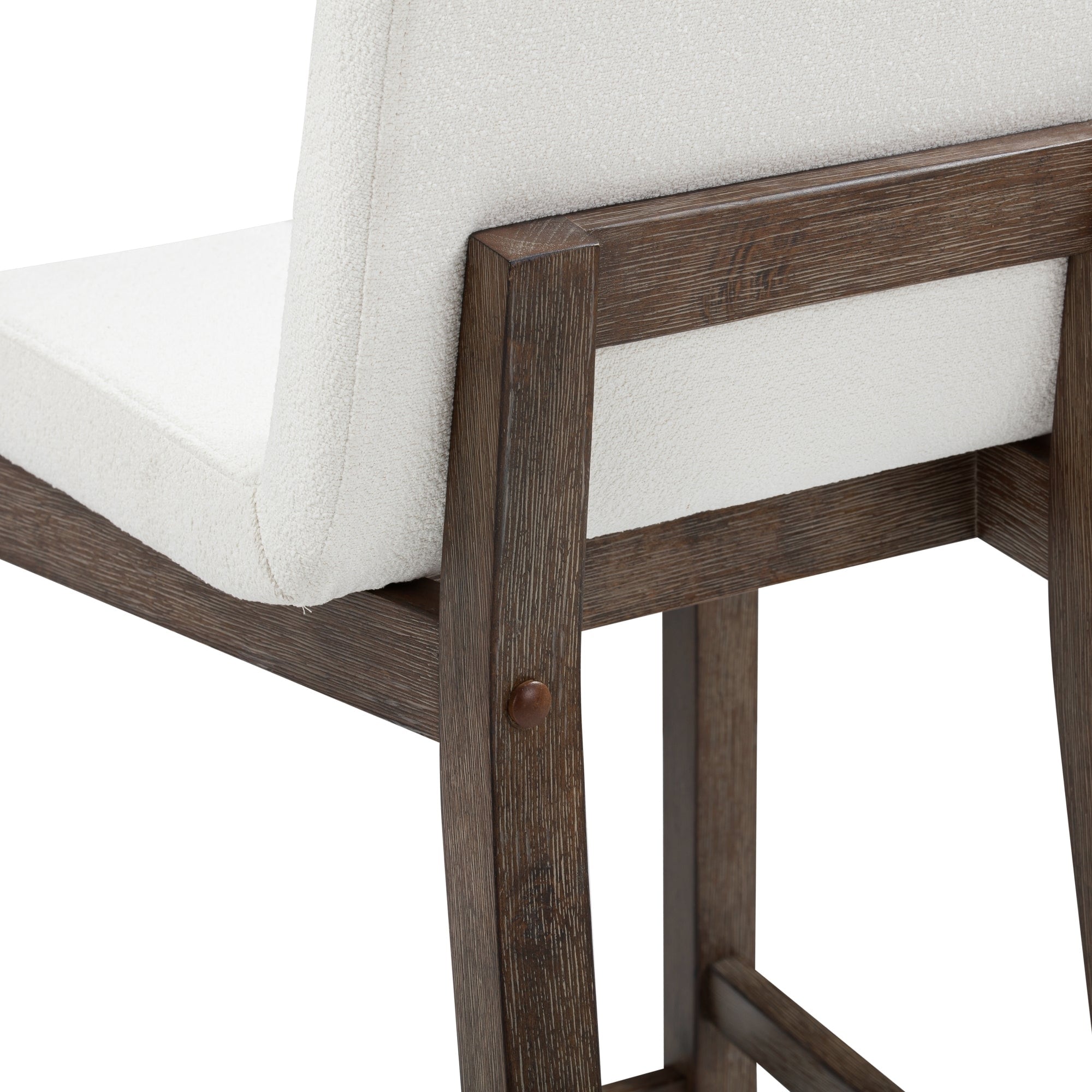 Gracie Modern Bar Stool, Boucle Upholstered Chair and Brushed Wooden Legs