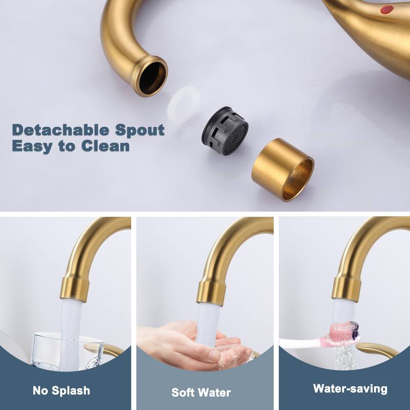 WOWOW 4 in. Centerset Double Handle High Arc Bathroom Faucet