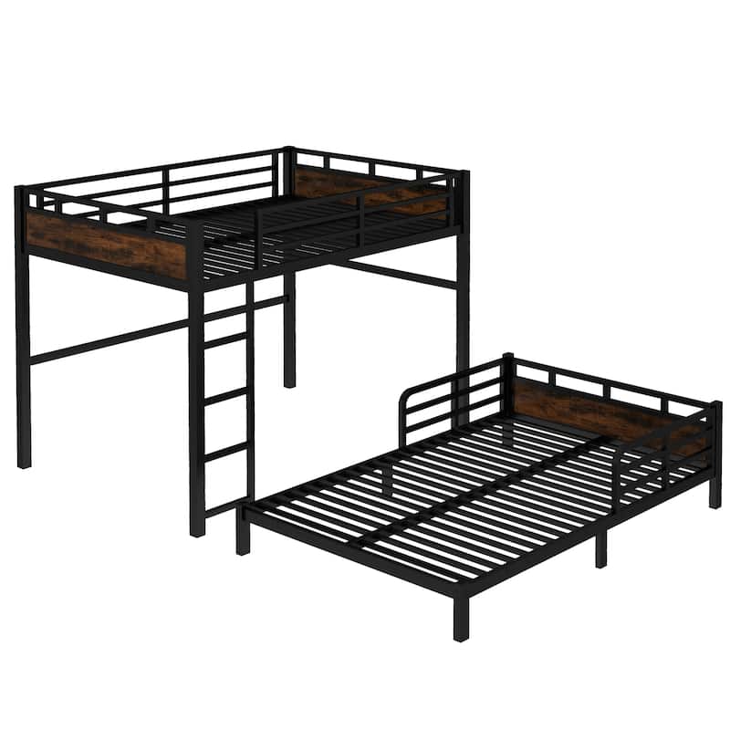 Full XL/Twin XL /Full Metal Bunk Bed, Separable Loft Bed & Platform Bed with Raised Security Fence