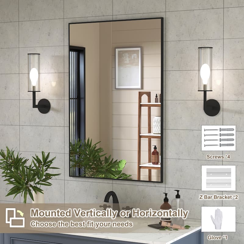 QuivaraView Wall Mounted Aluminum Frame Bathroom Vanity Mirror