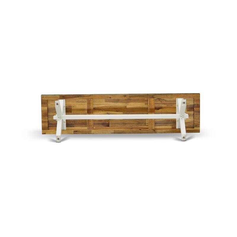 East West Furniture X-Style Modern Dining Room Bench with Wooden Seat(Finish Options)