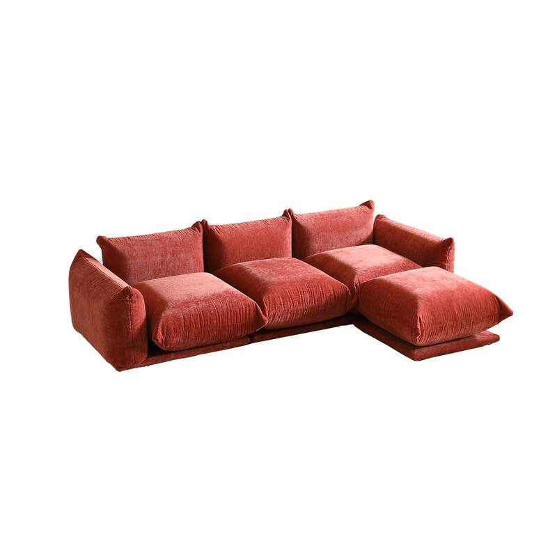 Sectional Sofa Chenille Fabric Sofa Lounge Couch with Ottoman