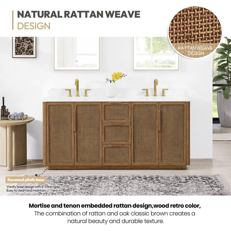 Busan Bath Vanity with White Quartz Stone Top without Mirror