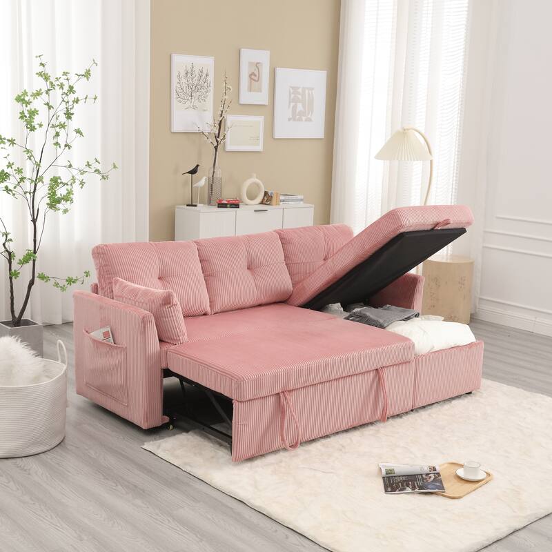 L-shaped multi-functional reversible storage Velvet combination sofa