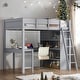 preview thumbnail 18 of 30, Full Size Loft Bed with Desk and Shelf, Space Saving Design