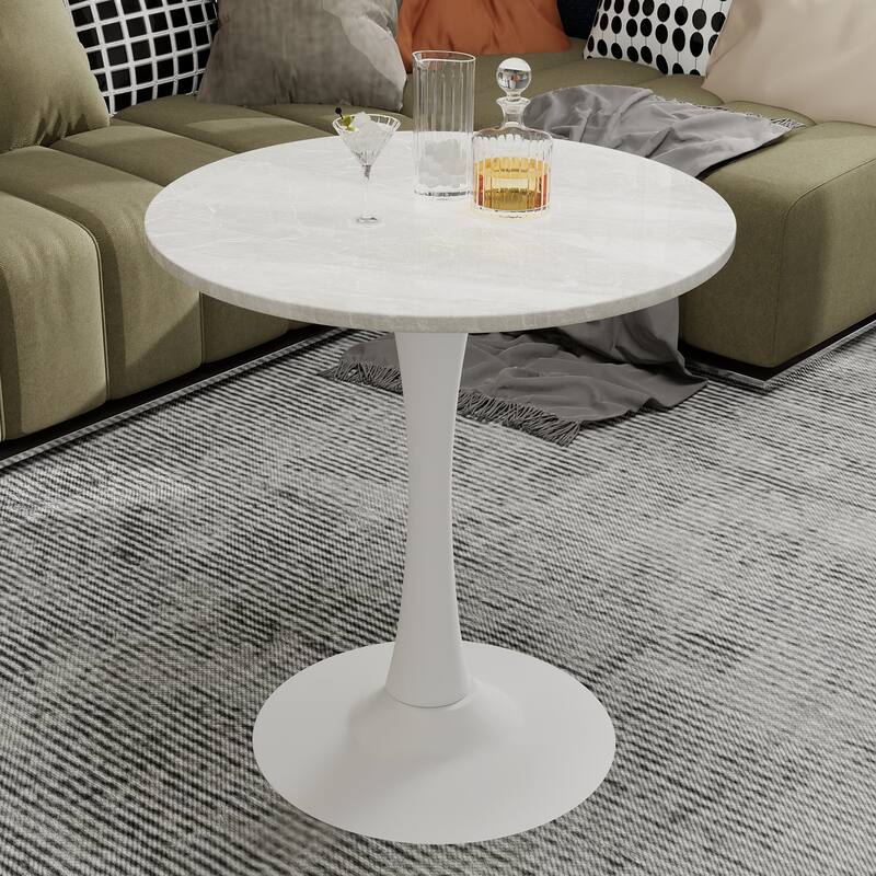 Mid-century modern style dining table suitable for 2-4 people - White+White