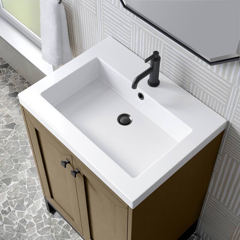 Chianti 24" Single Vanity, Walnut Whisper w/ White Composite Stone Top