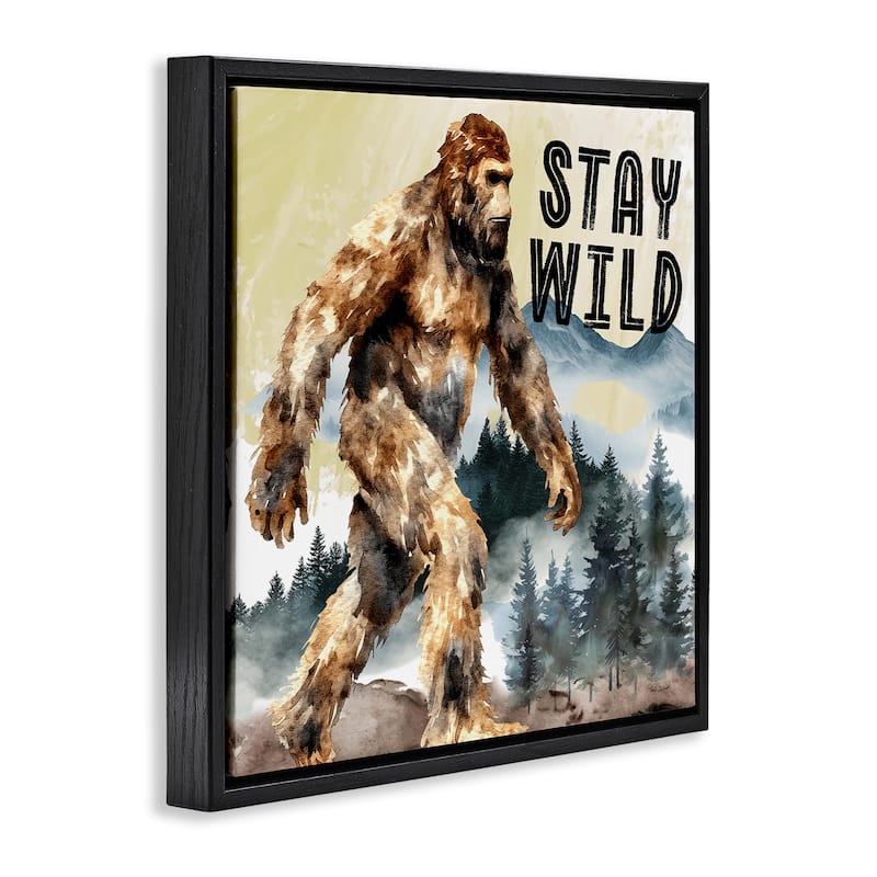 Stupell Stay Wild with Mythical Monster Framed Floater Canvas Wall Art Design By Nicole DeCamp
