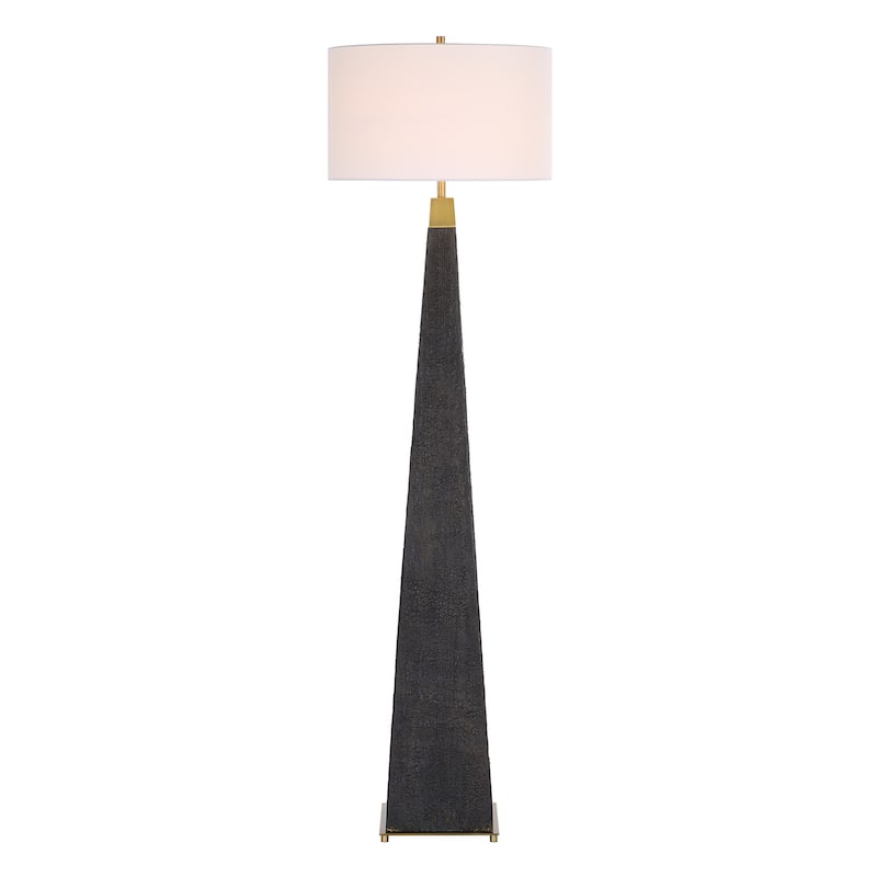 Tapered Base Floor Lamp with White Drum Shade - 68" - Black