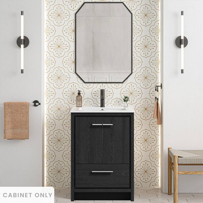 Virage 24" Freestanding Bathroom Vanity In Black Oak Without Sink Top - 24