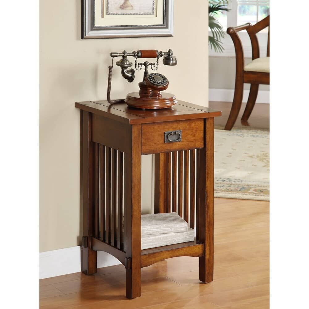 Skiff Mission Oak 16-inch Wood 1-Shelf Side Table by Furniture of America