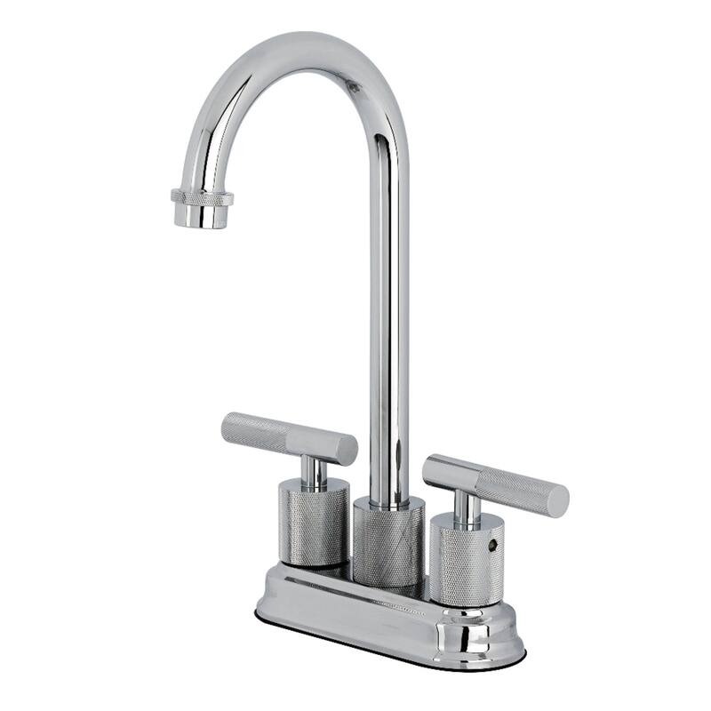 Kingston Brass Convergent Two-Handle 2-Hole Deck Mount Bar Faucet with Knurled Handle - Polished Chrome