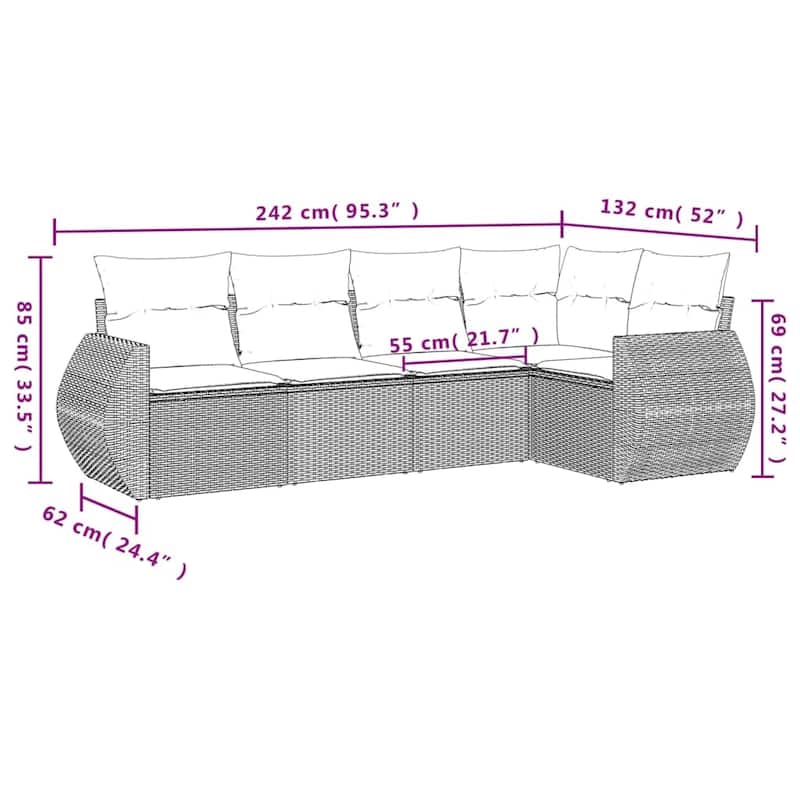 vidaXL Garden Sofa Set Black