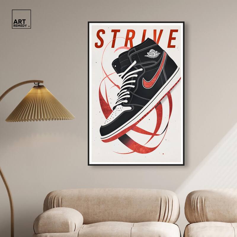 Red Ribbon Sneaker Canvas by Art Remedy
