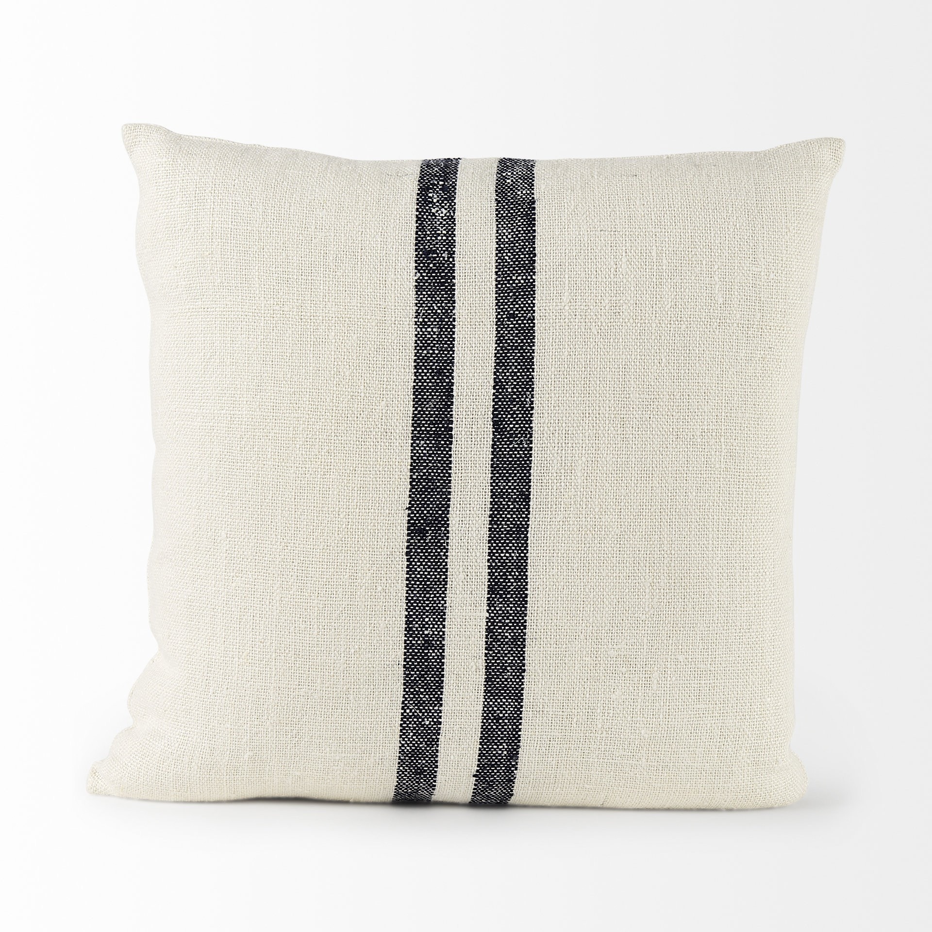 Beige And Central Blue Stripes Square Accent Pillow Cover Beige And Central Blue Stripes Square Accent Pillow Cover