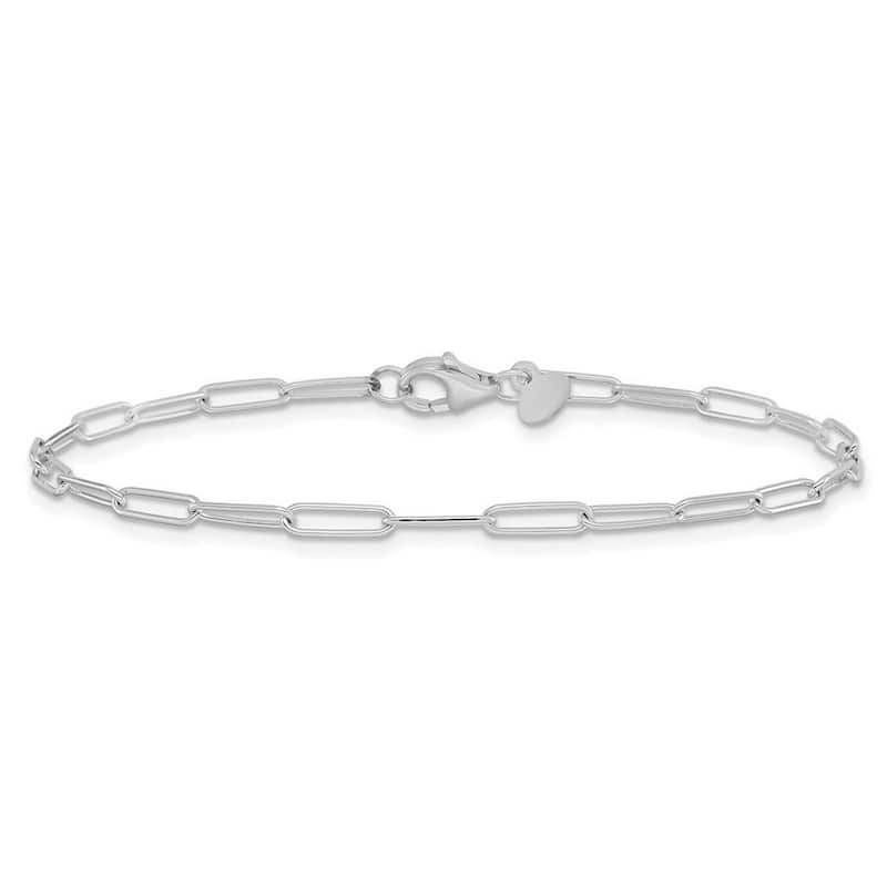 Curata 14k White Gold Polished 2.6mm Paperclip Link Bracelet Options: 7" 8"