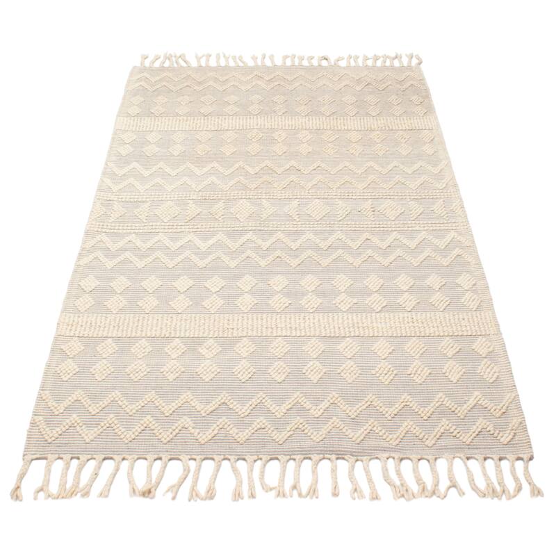 ECARPETGALLERY Braid weave Sienna Cream Wool Rug - 5'0 x 8'6