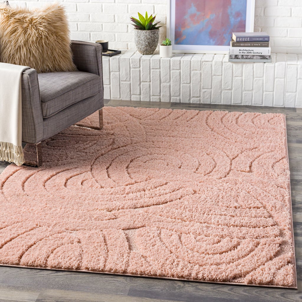 Dollie Transitional Knot Plush Shag Area Rug