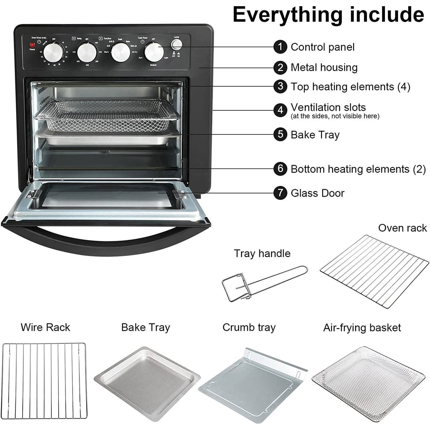 10-in-1 Multi Functinal 23.3 Quart Toaster Oven Air Fryer Rotisserie  Dehydrator - 8'6 x 12' - On Sale - Bed Bath & Beyond - 34845010