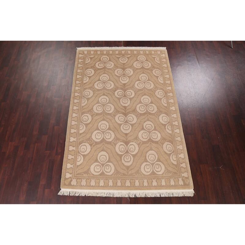 Vegetable Dye Nepalese Abstract Oriental Area Rug Handmade Wool Carpet - 6'3" x 9'4"