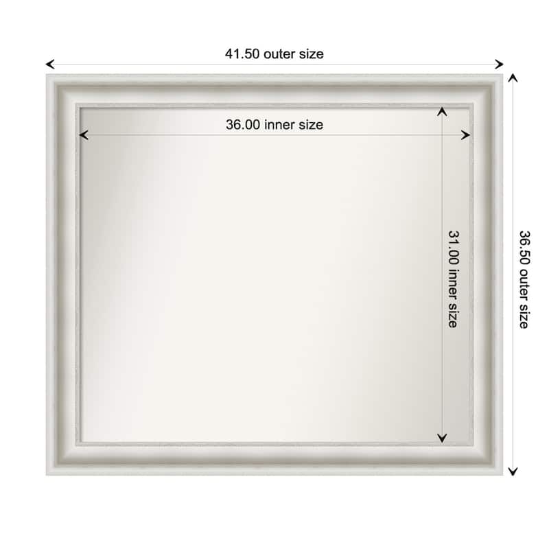 Parlor White Framed Non-Beveled Custom Wall Mirror, Bathroom Vanity Mirror - Outer Size: 41.5 x 36.5