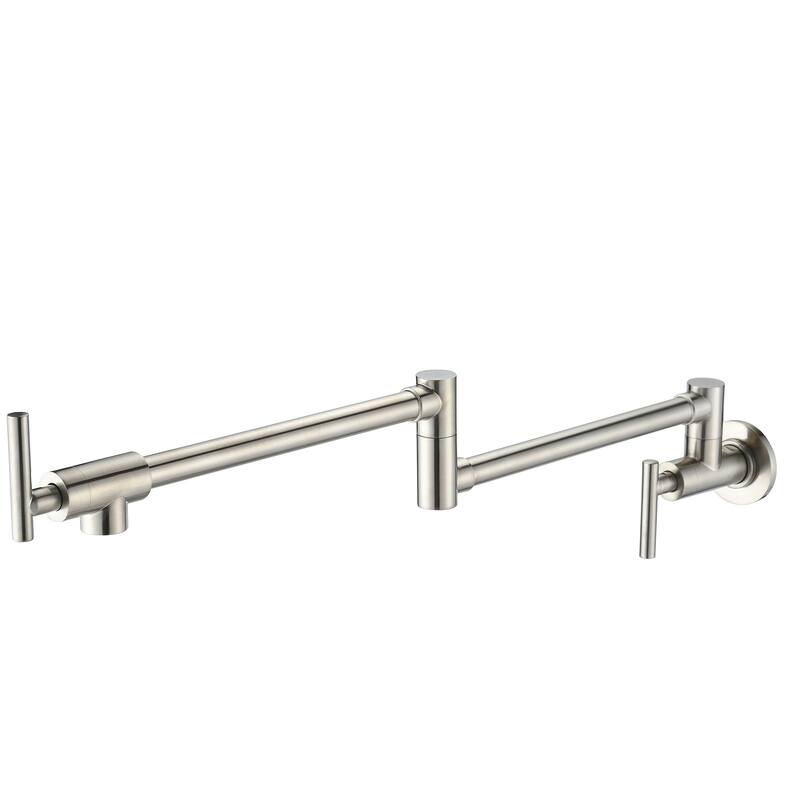 Wall Mount Rotatable Pot Filler Kitchen Faucet With Two Handles