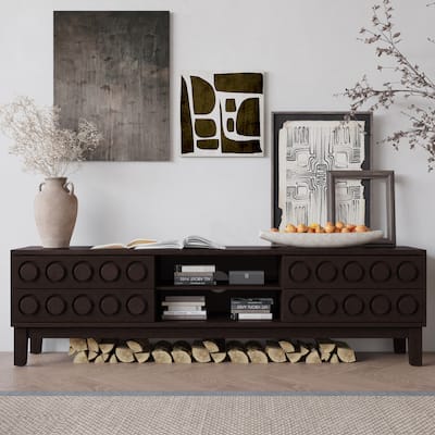 Mid-Century Modern TV Stand with 4 Drawers, Entertainment Console for TVs up to 75", Wood Media Center for Living Room