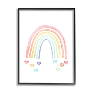 Stupell Rainbow with Falling Hearts Framed Giclee Art Design by Lil ...