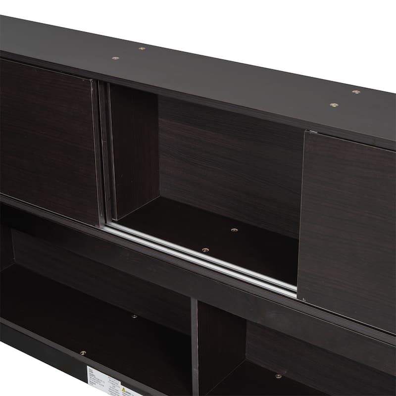 Full Floor Bed With L-Shaped Bookcases,Sliding Doors,Without Slats