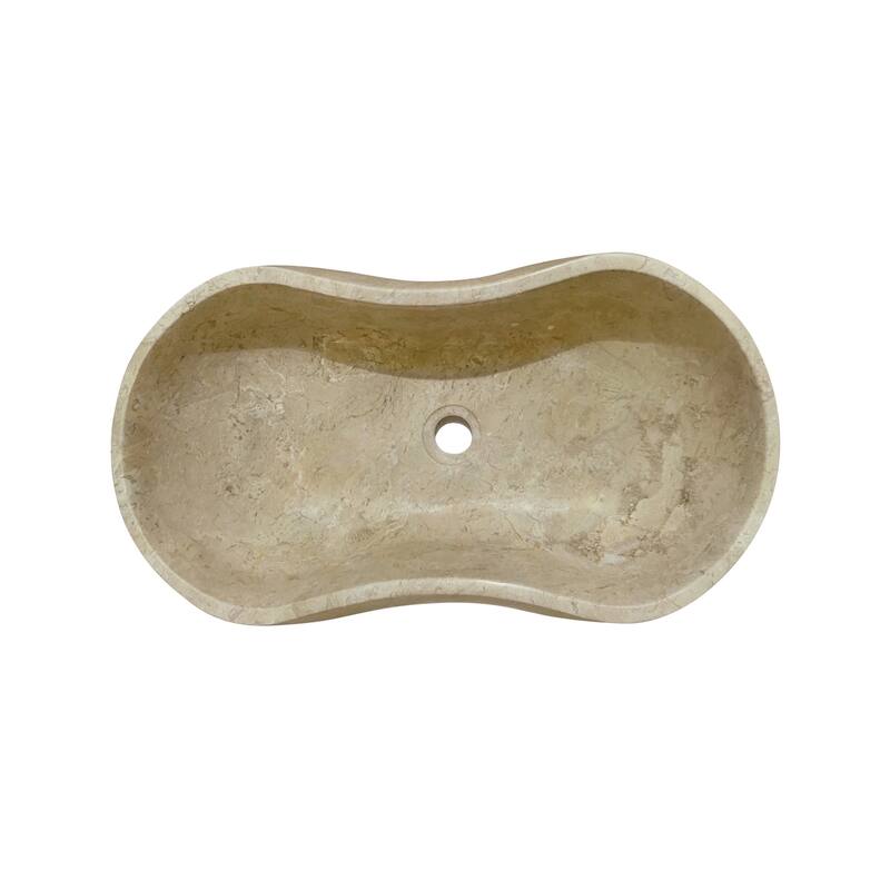 Roomfitters Marble Bathroom Vessel Sink, Natural Stone Countertop Wash Basin, Polished Oval Vanity Sink