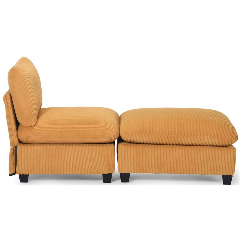 Hamilton Corduroy Upholstered Single Sofa Chair with Ottoman