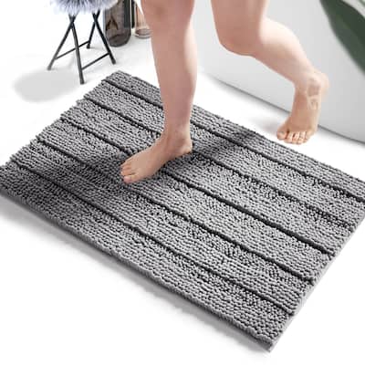 Deconovo Non Slip Chenille Striped Bath Mat Soft Durable