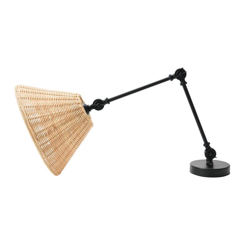 Adjustable Wall Sconce with Rattan Shade