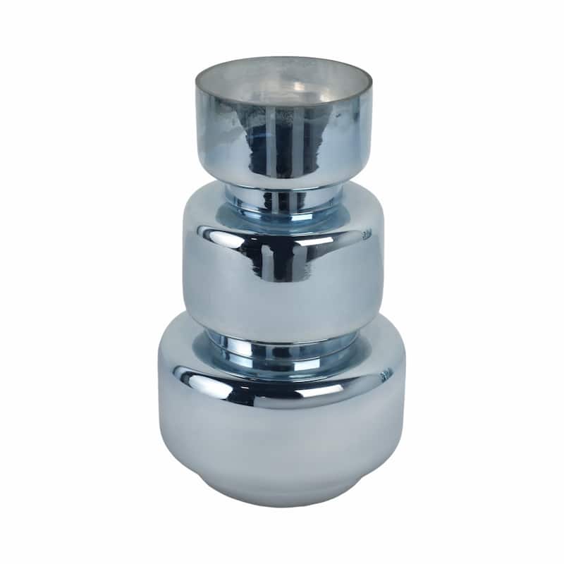 Glass Vase Sculptural Stacked Cylinder Modern Coastal Silhouette