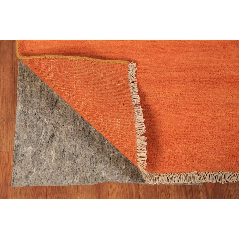 Orange Gabbeh Modern Rug Handmade Oriental Solid Wool Carpet - 3'10" x 5'9"