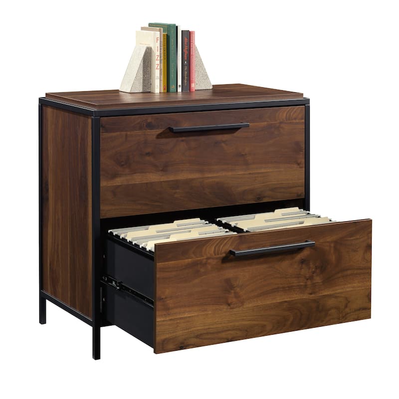 Wood Lateral File with Large Drawers, Brown