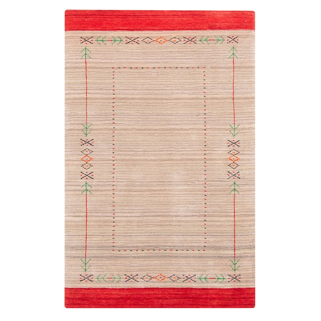 ECARPETGALLERY Hand Loomed Kashkuli Gabbeh Tan Wool Rug - 3'0 x 4'8