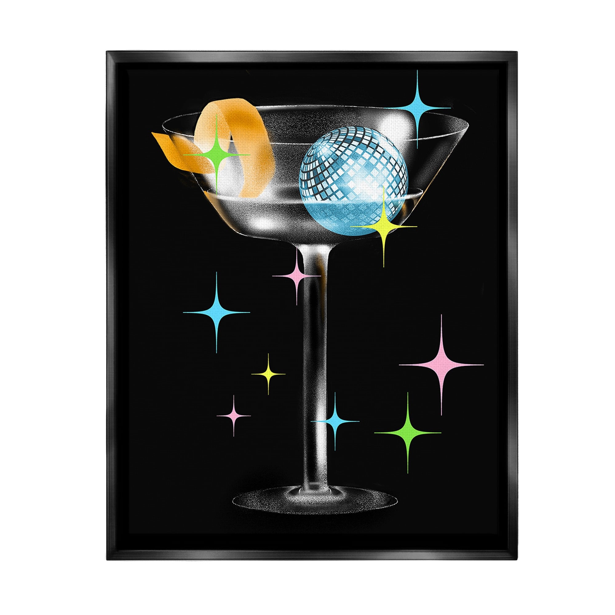 Stupell Vintage Disco Drink Framed Floater Canvas Wall Art Design By Lil' Rue