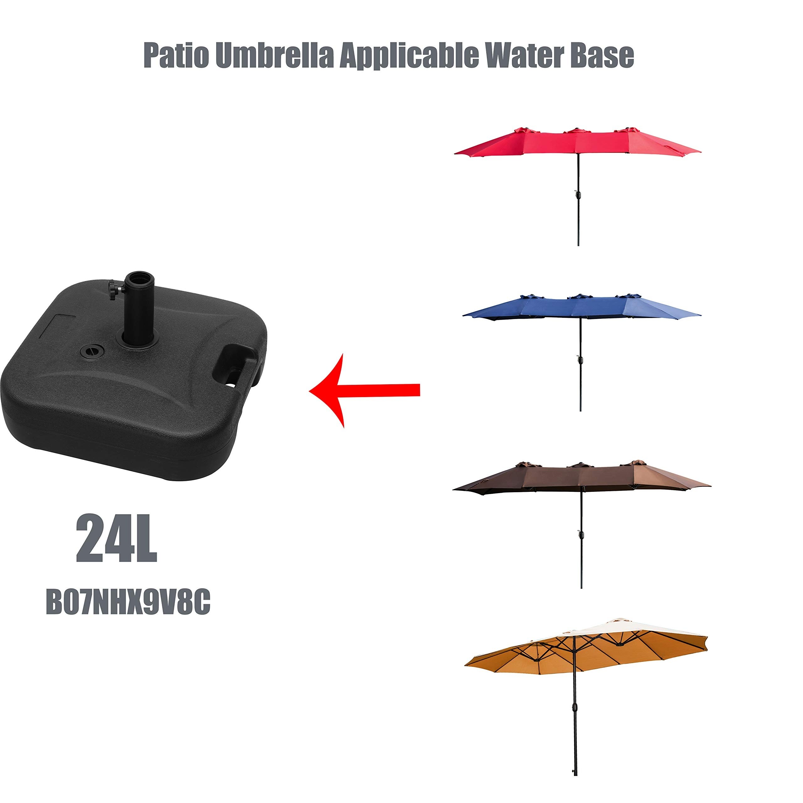 15 patio umbrella 15 Feet Twin Patio Umbrella with 48 Solar LED Lights-Beige main image 1