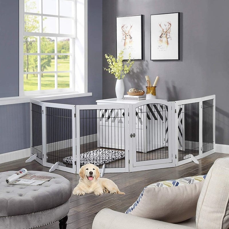 Unipaws Pet Playpen for Dogs, Freestanding 6 Panels Dog Gate