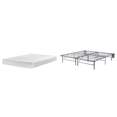Signature Design by Ashley Chime 8 Inch Memory Foam Black/White 2-Piece King Mattress Package