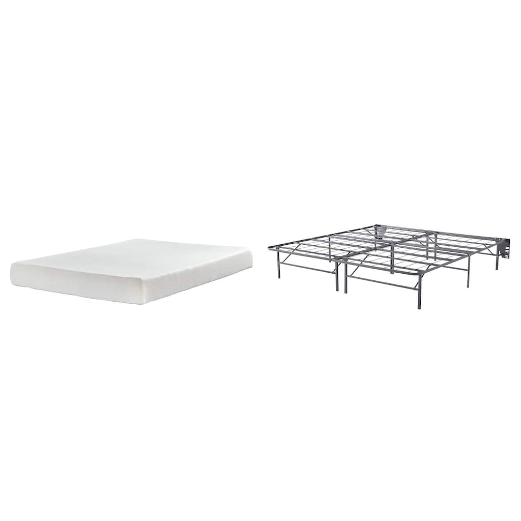 Signature Design by Ashley Chime 8 Inch Memory Foam Black/White 2-Piece King Mattress Package