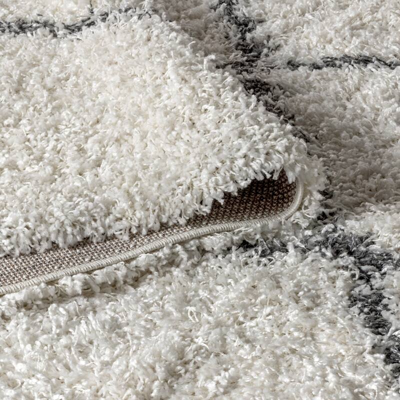 JONATHAN Y Modern Shag Plush Tassel Moroccan Tribal Geometric Trellis Area Rug