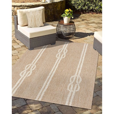 Liora Manne Frontporch Ropes Indoor/Outdoor Pillow Neutral 18" Square