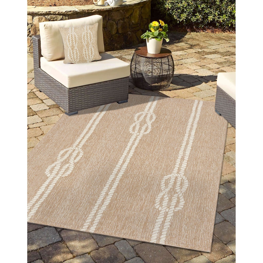 Liora Manne Frontporch Ropes Indoor/Outdoor Pillow Neutral 18" Square